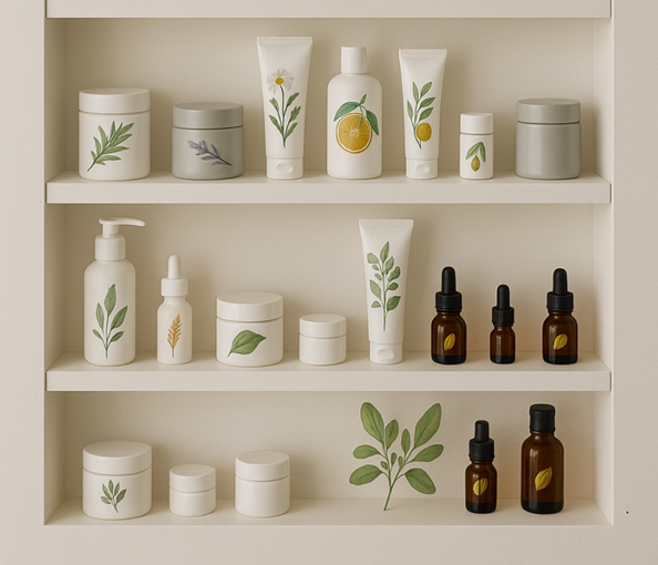 Display of premium medical-grade skincare products